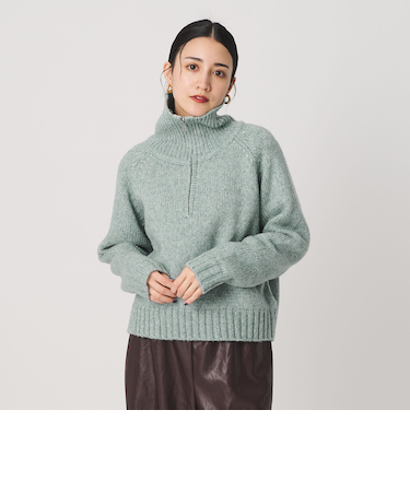 ウールナイロン ハーフジップ ニットプルオーバー