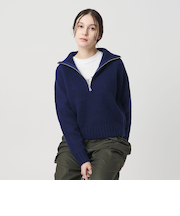 ウールナイロン ハーフジップ ニットプルオーバー