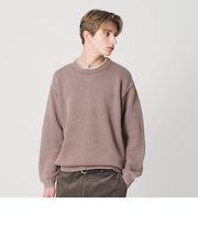 アシッドウォッシュ コットン クルーネック ニット 手洗い可能