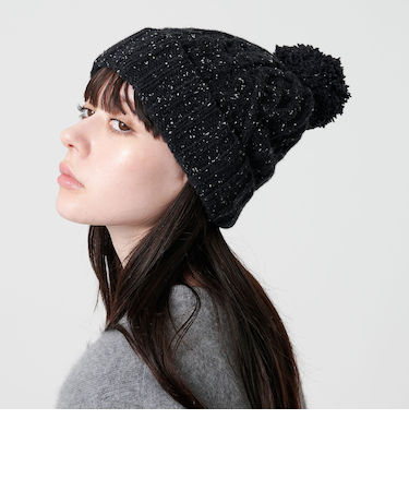 ネップ ポンポン ニットキャップ 2WAY