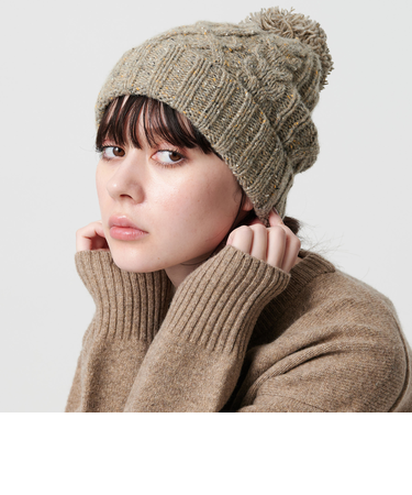 ネップ ポンポン ニットキャップ 2WAY