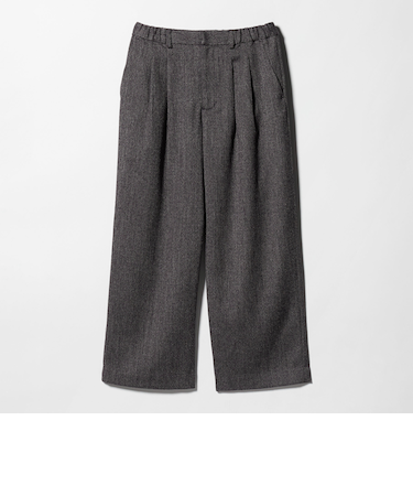 【WEB限定】裏起毛ヘリンボーン タックワイドパンツ ウォッシャブル