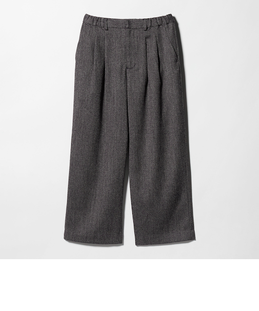 【WEB限定】裏起毛ヘリンボーン タックワイドパンツ ウォッシャブル