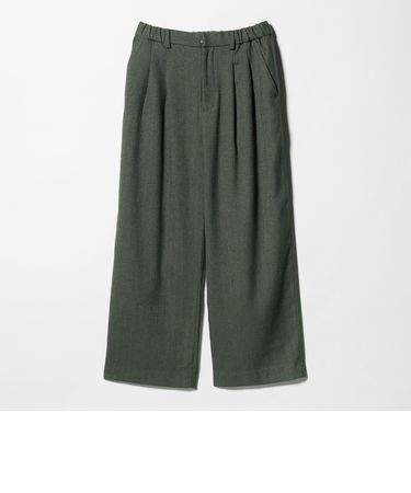 【WEB限定】裏起毛ヘリンボーン タックワイドパンツ ウォッシャブル