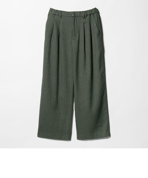 【WEB限定】裏起毛ヘリンボーン タックワイドパンツ ウォッシャブル