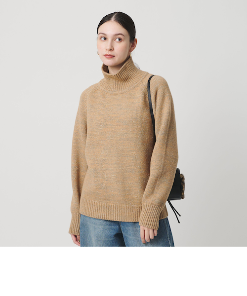 ミックスカラー ラメ タートルネック ニットプルオーバー