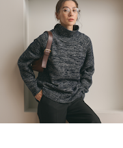 ミックスカラー ラメ タートルネック ニットプルオーバー