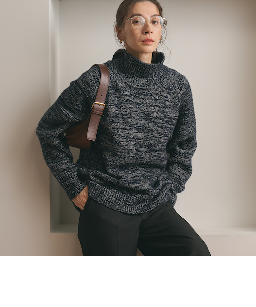 ミックスカラー ラメ タートルネック ニットプルオーバー