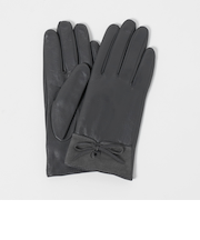 レザー×スエード コンビ リボン グローブ