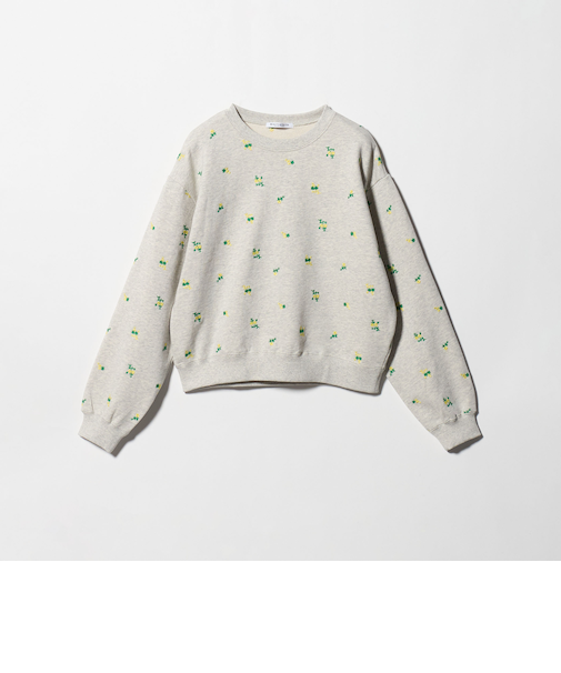 コットン裏毛 エンブロイダリー スウェットプルオーバー