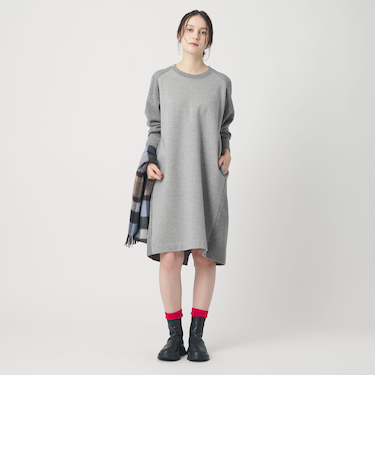 【WEB限定】スウェット×ニット コンビワンピース ウォッシャブル