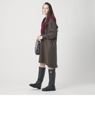 【WEB限定】スウェット×ニット コンビワンピース ウォッシャブル