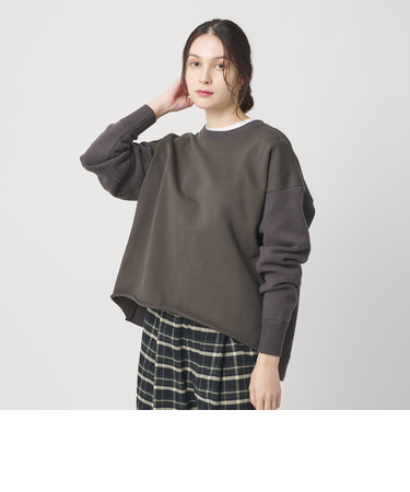 【WEB限定】スウェット×ニット コンビプルオーバー ウォッシャブル