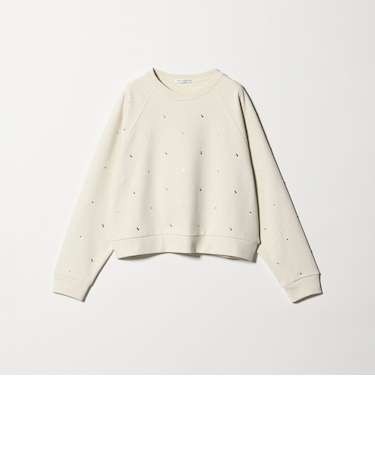 コットン裏毛 ラインストーン スウェットプルオーバー