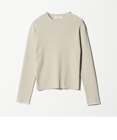 コットンブレンド リブライン ニットプルオーバー ウォッシャブル