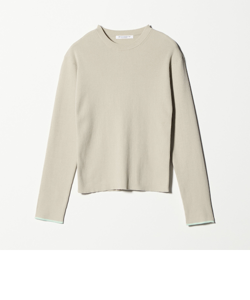 コットンブレンド リブライン ニットプルオーバー ウォッシャブル