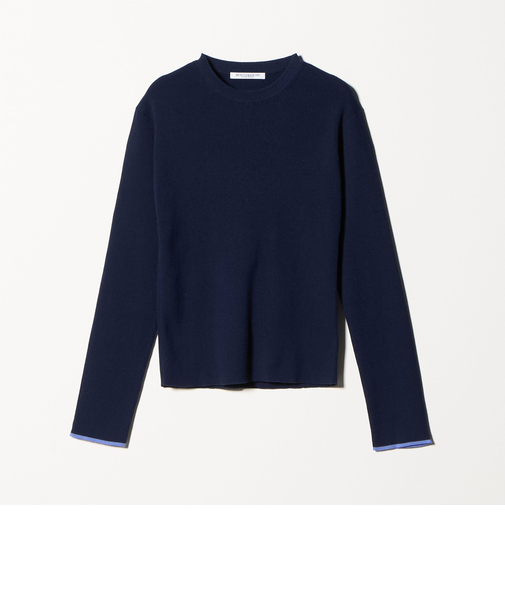 コットンブレンド リブライン ニットプルオーバー ウォッシャブル