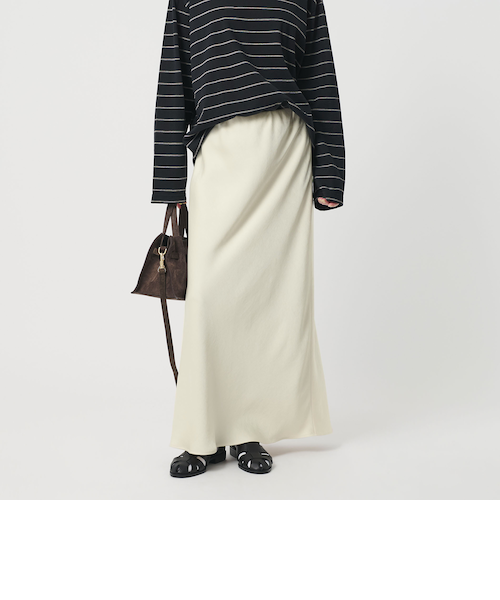 ほぼ新品【現在販売中】BEAUTY&YOUTH サテンマーメイドフレアスカート白 ポリエステルサテン マーメイドフレアスカート｜ビューティー＆ユース