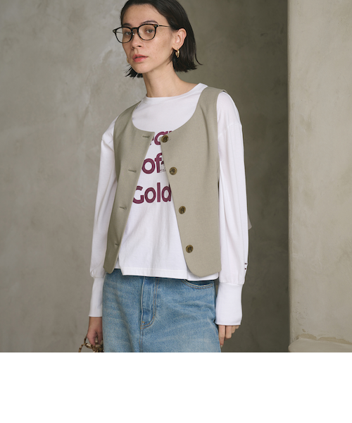 新品！UNITED ARROWSユナイテッドアローズ　スクエアネックロングベスト 新品！UNITED ARROWSユナイテッドアローズ スクエアネックロングベスト