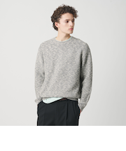 ガーター ステッチ スラブ クルーネック ニット ウォッシャブル