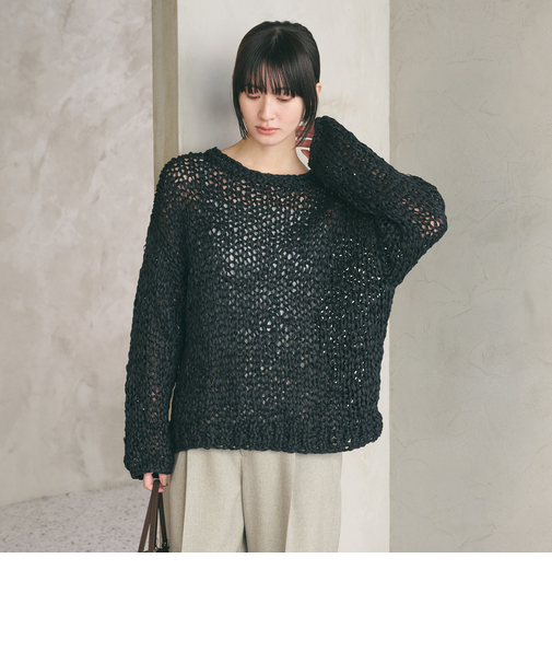 テープヤーン ローゲージ ニットプルオーバー