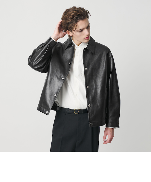 セミベジタブル レザー トラッカー ジャケット