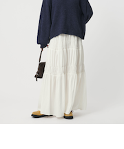 レーヨンブレンド シャーリング ロングスカート