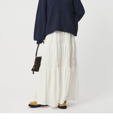 レーヨンブレンド シャーリング ロングスカート
