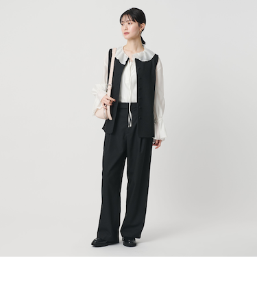 ツイードライク バックペプラム ベスト