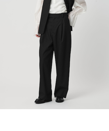 ツイードライク タックワイドパンツ