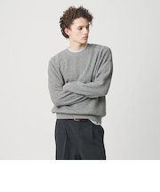 ブークレ ミックス 12ゲージ アゼ クルーネック ニット ウォッシャブル