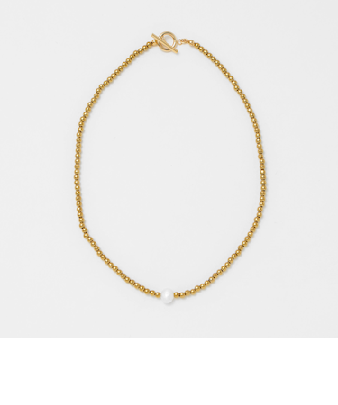 ＜Causerie＞淡水パールトップ ストーン ネックレス