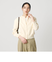 コットンブレンド コンパクトクルーネック カーディガン ウォッシャブル