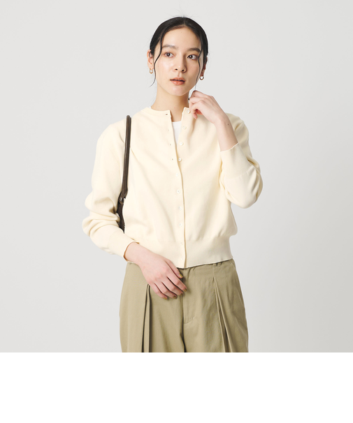 コットンブレンド コンパクトクルーネック カーディガン ウォッシャブル