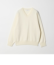 コットンブレンド Vネックニットプルオーバー ウォッシャブル