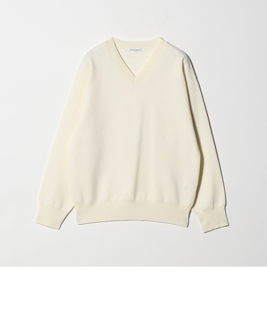 コットンブレンド Vネックニットプルオーバー ウォッシャブル