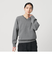 コットンブレンド Vネックニットプルオーバー ウォッシャブル