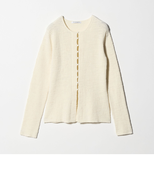 コットンナイロンスラブ フロントボタン カーディガン