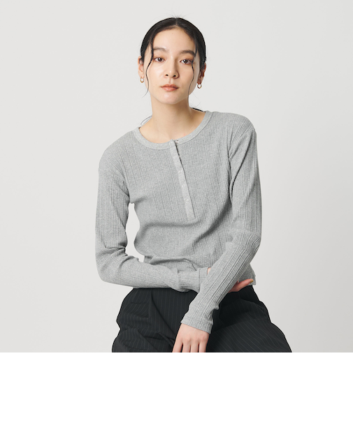 【WEB限定】ランダムリブ ヘンリーネック スナッププルオーバー