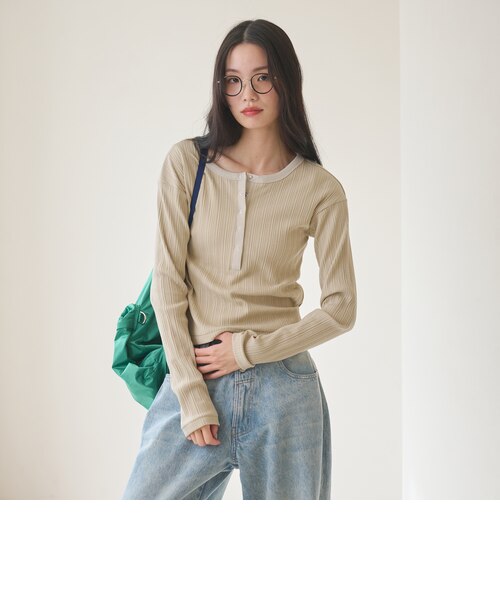 ランダムリブヘンリールーズトップス BEAUTY&YOUTH UNITED ARROWS｜【WEB限定】ランダムリブ ヘンリーネック