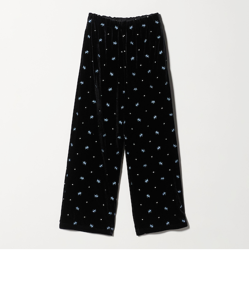 エンブロイダリー ベロアイージーパンツ ウォッシャブル