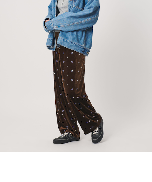 BEAUTY&YOUTH エンブロイダリー ベロアイージーパンツ ウォッシャブル エンブロイダリー ベロアイージーパンツ ウォッシャブル｜ビューティー