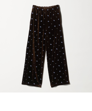 エンブロイダリー ベロアイージーパンツ ウォッシャブル