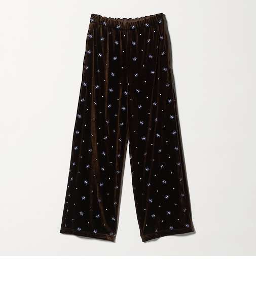 エンブロイダリー ベロアイージーパンツ ウォッシャブル