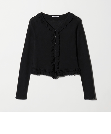 フリル フロントボタン カーディガン ウォッシャブル