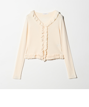 フリル フロントボタン カーディガン ウォッシャブル