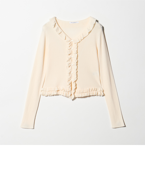 フリル フロントボタン カーディガン ウォッシャブル