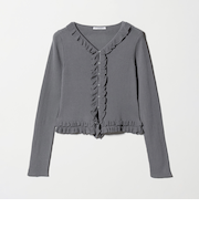 フリル フロントボタン カーディガン ウォッシャブル