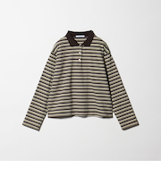 コットンボーダー ポロカラー プルオーバー