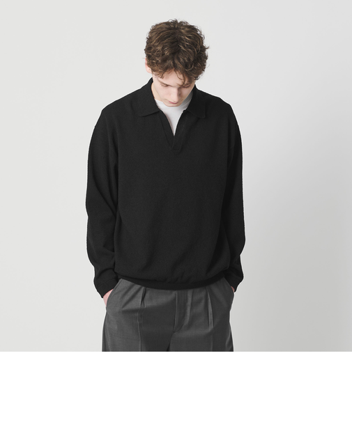 クリンプ コットン ポロ スキッパー ニット